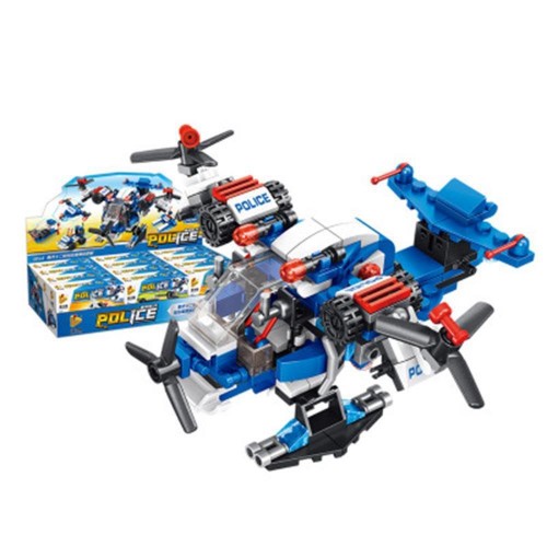 Blocos de Montar Cubic City Modelo Polícia 12 em 1 com 252 Peças Multikids