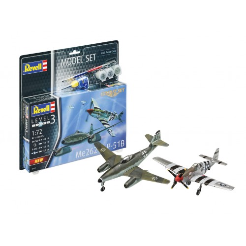 Plastimodelo Messerschmitt Me 262 e P-51B 1:72 com tintas