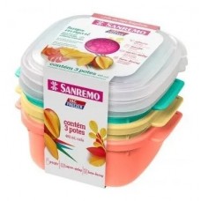 Conjunto 3 Potes Plástico Sanremo 480ml